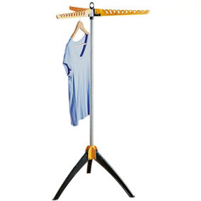 Foldaway Garment Rack - Folding Tripod Clothes Horse Rail for Drying, Airing, Ironing, Steaming & Storing Clothing - H130 x 65cm