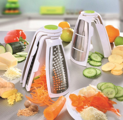 Foldaway Multi Slicer - Dishwasher Safe Space Saving Grating & Slicing Food Preparation Kitchen Tool - Folds to H19 x W10 x D6cm