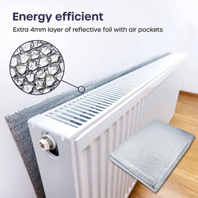 Folded Radiator Foil 5m x 60cm Reflector Panels Energy Saving Insulation Foil and Radiator Heat Deflector with Adhesive Pads - 3