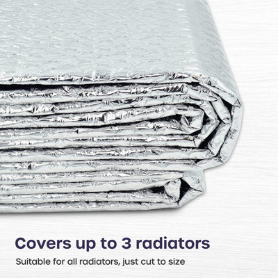 Folded Radiator Foil 5m x 60cm Reflector Panels Energy Saving Insulation Foil and Radiator Heat Deflector with Adhesive Pads - 6