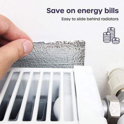 Folded Radiator Foil 5m x 60cm Reflector Panels Energy Saving Insulation Foil and Radiator Heat Deflector with Adhesive Pads - 7