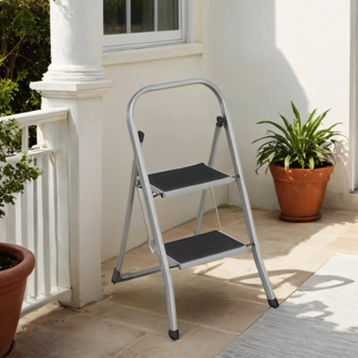 Folding 2-Step Stool, Safety Lock, Step Ladder for Home, Space-Saving ...