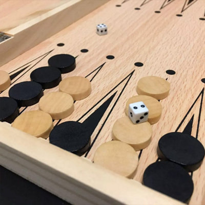 Chess, Checkers & Backgammon Set - Classic Game Board With Pieces Compact And Portable Tri Game Wooden Board
