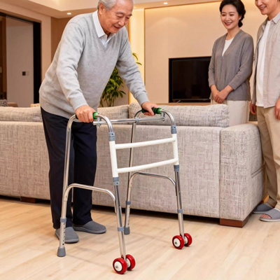Folding Adjustable Lightweight Aluminium Walking Frame with Wheels