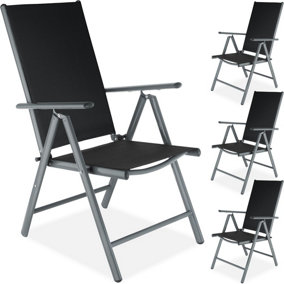Folding aluminium garden chairs (set of 4) - anthracite