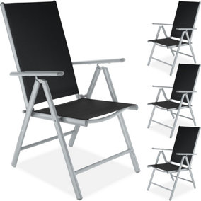 Folding aluminium garden chairs (set of 4) - silver