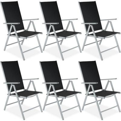 Folding Aluminium Garden Chairs (set of 6) - silver
