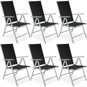 Folding Aluminium Garden Chairs (set of 6) - silver