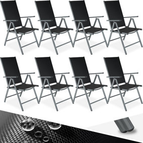 Folding aluminium garden chairs (set of 8) - anthracite