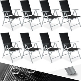 Folding aluminium garden chairs (set of 8) - silver