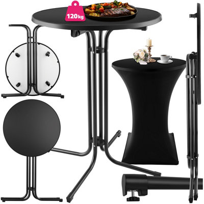Folding bar table Eren with table cover - 90x110cm 80 cm- black