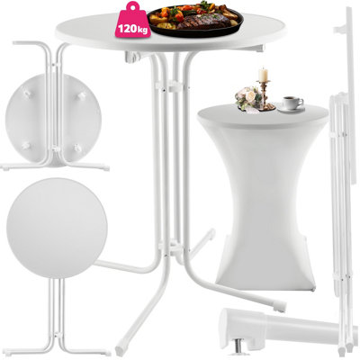 Folding bar table Eren with table cover - 90x110cm 80 cm- white