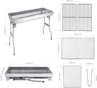 Folding BBQ Charcoal Barbecue Grill Steel Stainless Garden Picnic Camping Stove