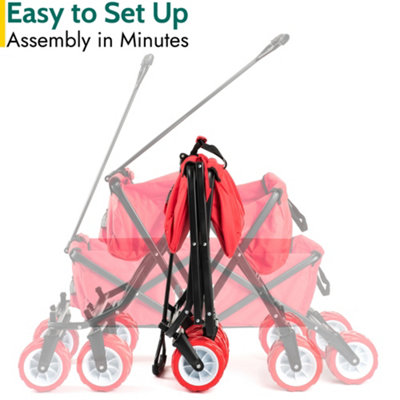 Folding Beach Trolley Camping Cart All Terrain Wheels Festival Garden 60kg Trail - Red