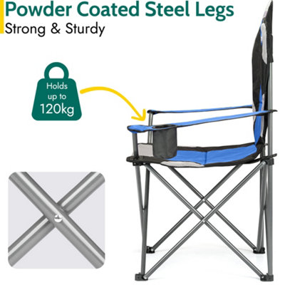 Folding Camping Chair Deluxe Padded High Back Portable Garden Fishing Trail - Blue - 3
