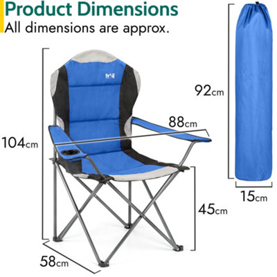 Folding Camping Chair Deluxe Padded High Back Portable Garden Fishing Trail - Blue - 7