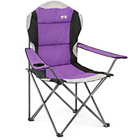 Folding Camping Chair Deluxe Padded High Back Portable Garden Fishing Trail - Purple