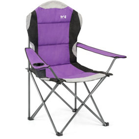 Folding Camping Chair Deluxe Padded High Back Portable Garden Fishing Trail - Purple