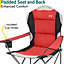 Folding Camping Chair Deluxe Padded High Back Portable Garden Fishing Trail - Red