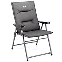 Folding Camping Chair Foam Padded High Back Fire Resistant Outdoor Garden Trail - Grey