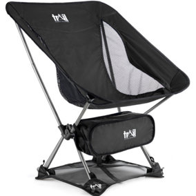 Folding Camping Chair Lightweight Portable Outdoor Garden Beach Seat Trail - Black