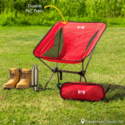 Folding Camping Chair Lightweight Portable Outdoor Garden Beach Seat Trail - Red