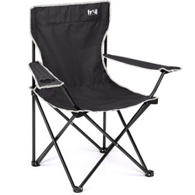 Folding Camping Chair Lightweight Portable With Cup Holder Fishing Outdoor Black Trail