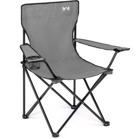 Folding Camping Chair Lightweight Portable With Cup Holder Fishing Outdoor Grey Trail