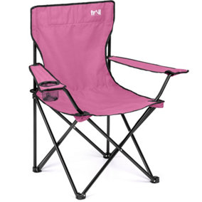 Folding Camping Chair Lightweight Portable With Cup Holder Fishing Outdoor Pink Trail