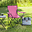 Folding Camping Chair Lightweight Portable With Cup Holder Fishing Outdoor Pink Trail
