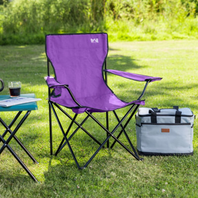 Folding Camping Chair Lightweight Portable With Cup Holder Fishing Outdoor Purple Trail DIY at B Q