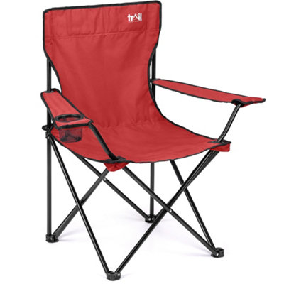 Folding Camping Chair Lightweight Portable With Cup Holder Fishing Outdoor Red Trail