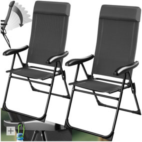 Folding Camping Chair Müritz - lightweight, 7 position backrest, weather and UV-resistant - anthracite - Set of 2