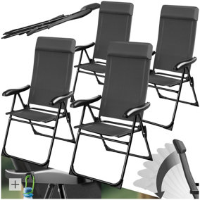 Folding Camping Chair Müritz - lightweight, 7 position backrest, weather and UV-resistant - anthracite - Set of 4