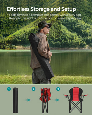 Folding Camping Chair, with Comfortable Sponge Seat, Cup Holder, Heavy ...