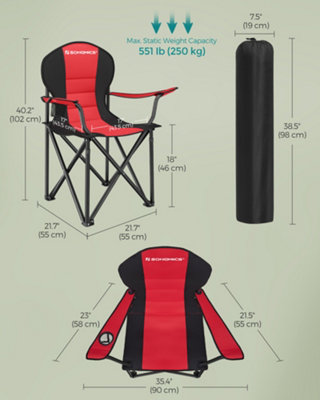 Folding Camping Chair, with Comfortable Sponge Seat, Cup Holder, Heavy ...