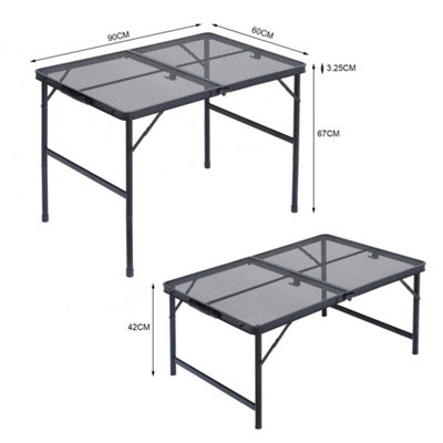 Folding Camping Grill Table Height Adjustable