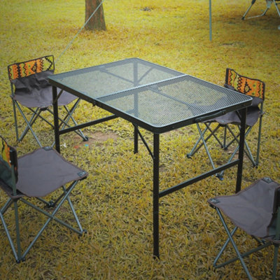 Folding Camping Grill Table Height Adjustable