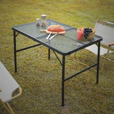 Folding Camping Grill Table Height Adjustable
