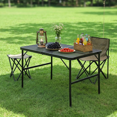 Folding Camping Grill Table Height Adjustable