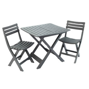 Folding Camping Set 3 Piece Furniture Outdoor Leisure Garden Patio Portable Table & Chairs Black