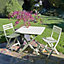 Folding Camping Set 3 Piece Furniture Outdoor Leisure Garden Patio Portable Table & Chairs White