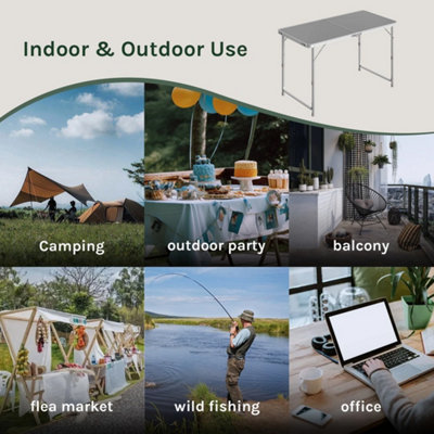 Folding Camping Table Aluminium Picnic Portable Adjustable Party BBQ ...