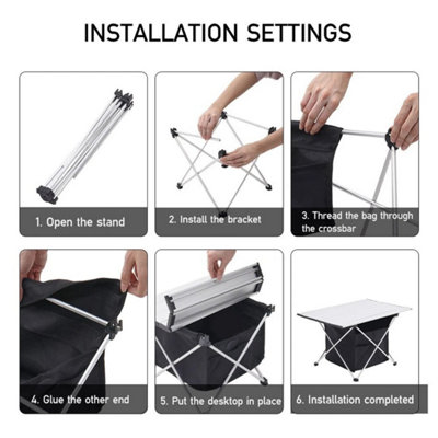 Folding Camping Table Portable Aluminium Desktop Outdoor Picnic with Bag Table Small 39x33x31cm