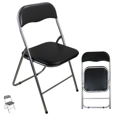 Folding Chair with Faux Leather Cushion Lightweight Durable Space ...