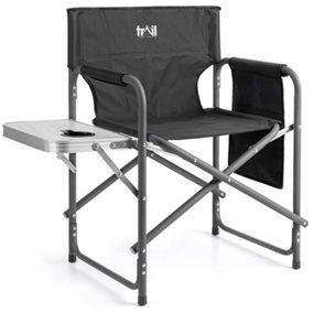 Folding Directors Chair With Side Table - Black
