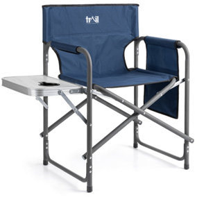 Folding Directors Chair With Side Table - Blue