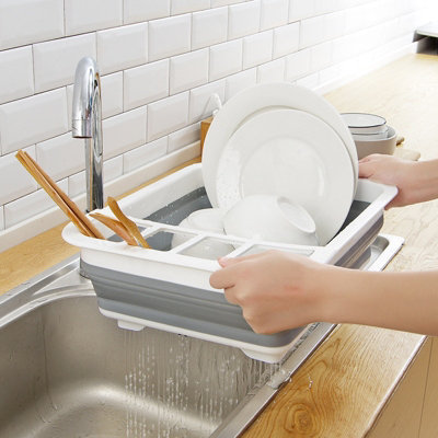 Over The Sink Roll-Up Dish Drying Rack - 13"L X 20.5"W Silicone Coated, Multi-Purpose Kitchen Organizer