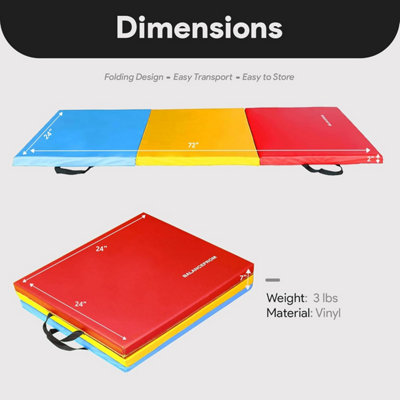 Folding Exercise Mat w/ Carry Handles, BalanceFrom 2 Inch Thick Tri-Fold