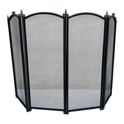 Folding Four Panel Mesh Fire Guard Screen Durable Fireplace Safety ...